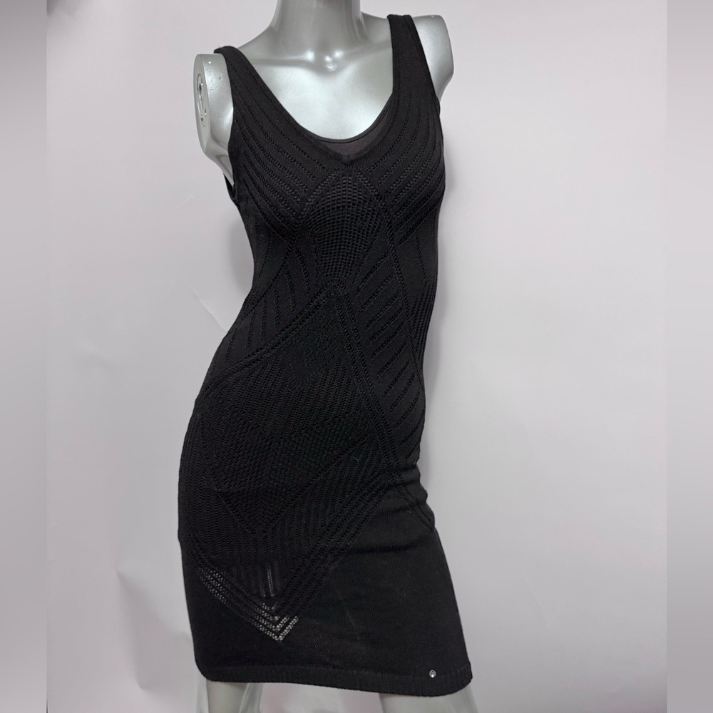 Guess Crochet Layered Black Dress